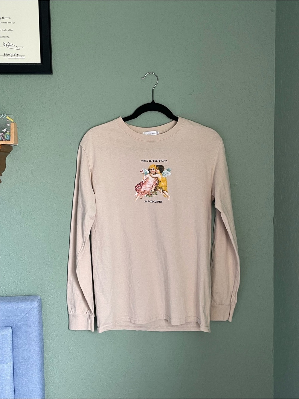 Petals and Peacocks Good Intentions Bad Decisions Long Sleeve T Shirt Tee Small